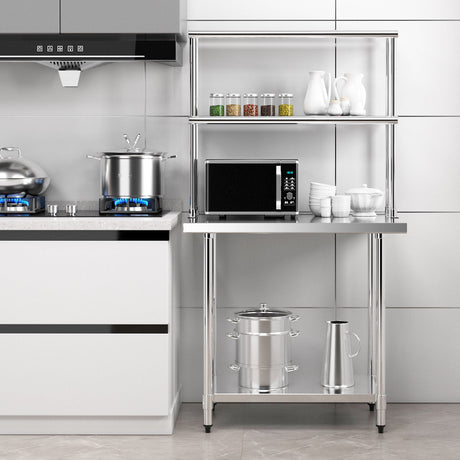 Estante Superior de Cocina de Acero Inoxidable de 36 x 12 Pulgadas con Estante Inferior Ajustable
