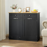 Kitchen Tilt Out Trash Cabinet with 2 Drawers and Adjustable Shelf