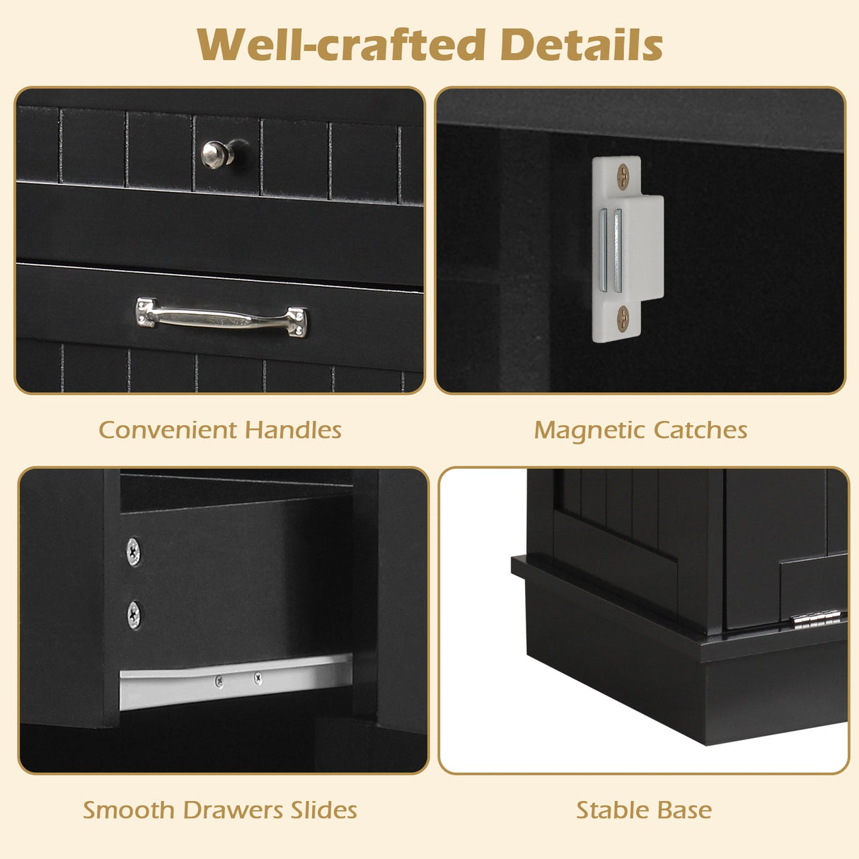 Kitchen Tilt Out Trash Cabinet with 2 Drawers and Adjustable Shelf