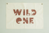 Banderín de lona de primer cumpleaños "Wild One" - Temática de dinosaurios