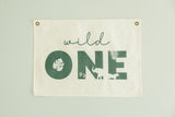 Banner de lona para primer cumpleaños "Wild One" - Temática de la selva
