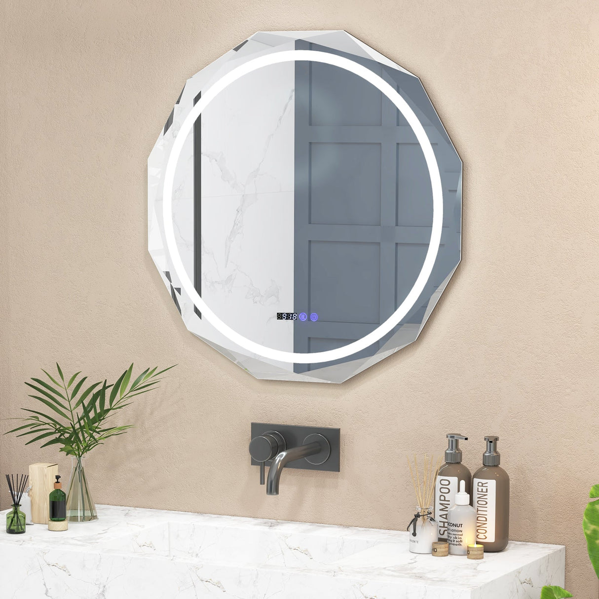 Espejo de baño LED antivaho con temperatura de 3 colores sin escalonamientos