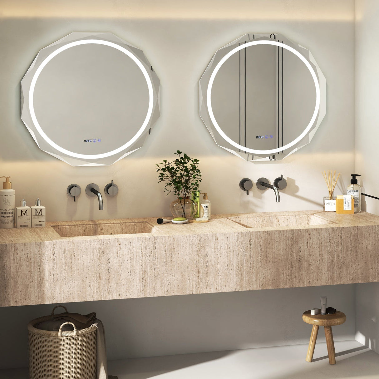 Espejo de baño LED antivaho con temperatura de 3 colores sin escalonamientos