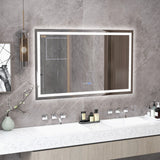 Espejo de baño LED rectangular montado en la pared con luces regulables de 3 colores