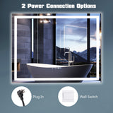 Espejo de baño LED rectangular montado en la pared con luces regulables de 3 colores
