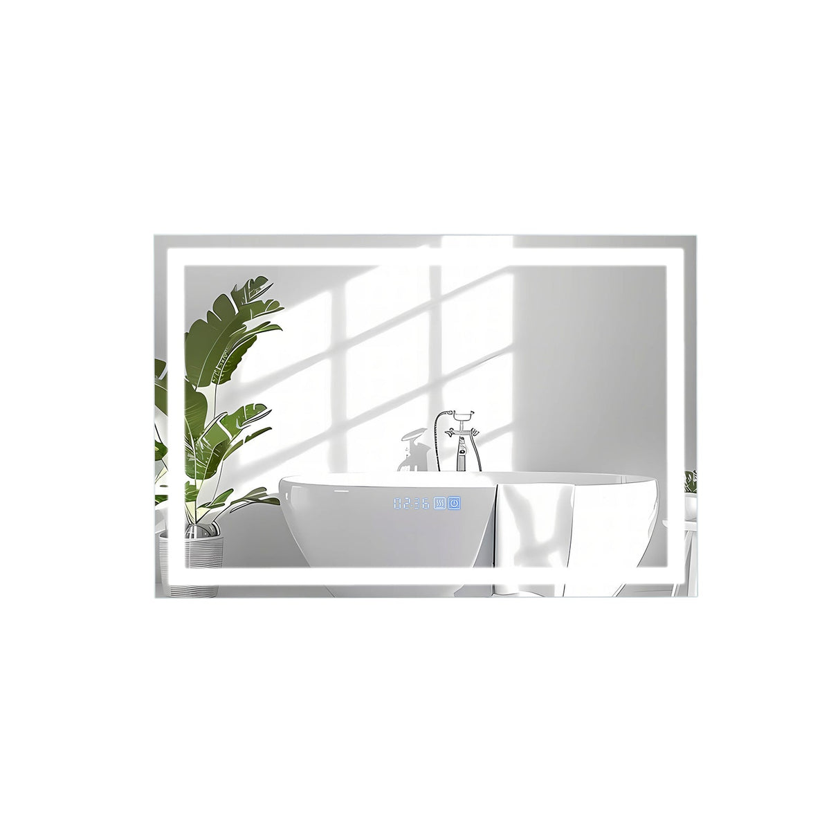 Espejo de baño LED rectangular montado en la pared con luces regulables de 3 colores