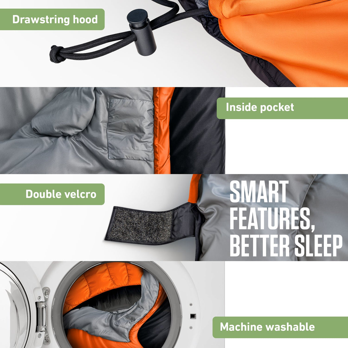 Saco de dormir XXL para campistas grandes y altos
