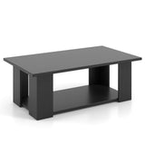 Mesa de centro moderna de madera de 2 niveles, grande, de 36/41 pulgadas, con estante de almacenamiento - Negro