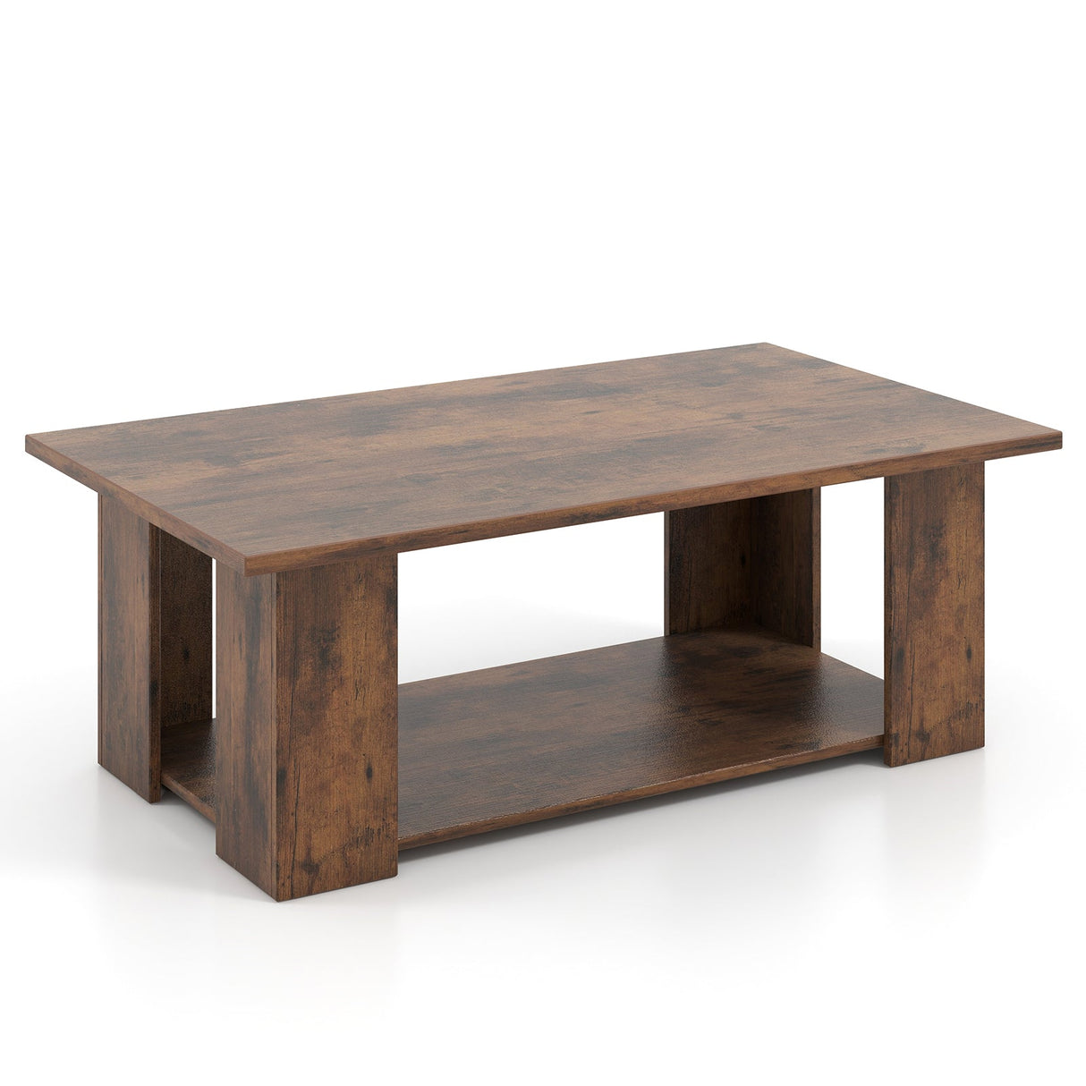 Mesa de centro moderna de madera de 2 niveles, grande, de 36/41 pulgadas, con estante de almacenamiento - Negro