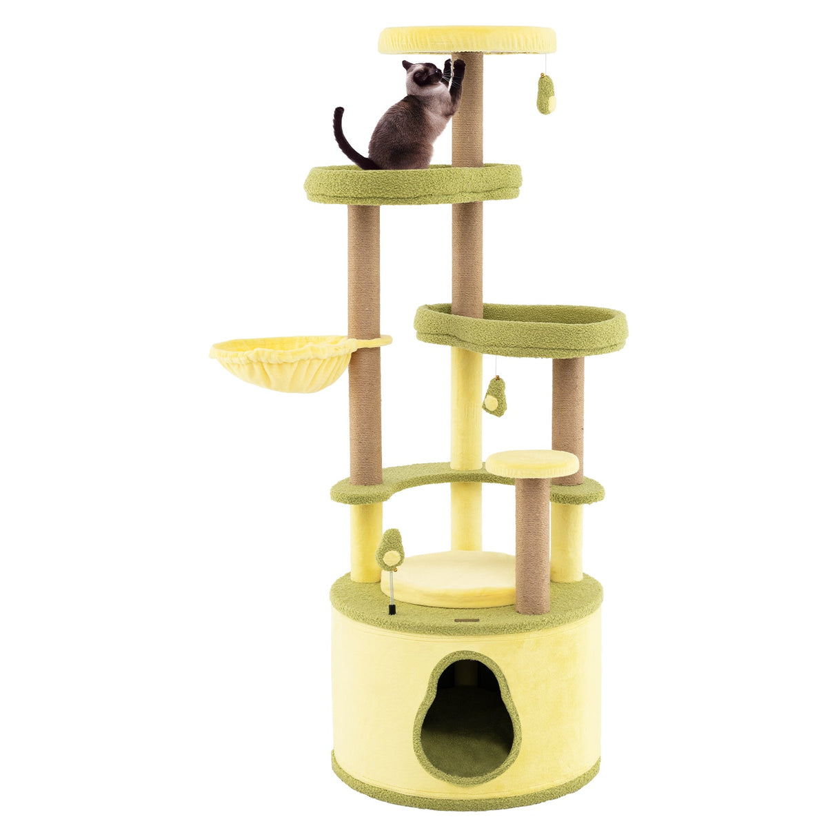 Árbol para Gatos Grande de Aguacate, Torre para Gatos de Varios Niveles con Condominio Privado-Verde