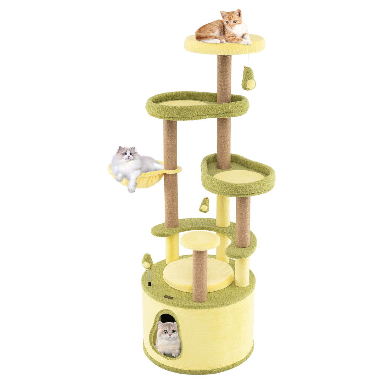Árbol para Gatos Grande de Aguacate, Torre para Gatos de Varios Niveles con Condominio Privado-Verde