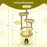 Árbol para Gatos Grande de Aguacate, Torre para Gatos de Varios Niveles con Condominio Privado-Verde
