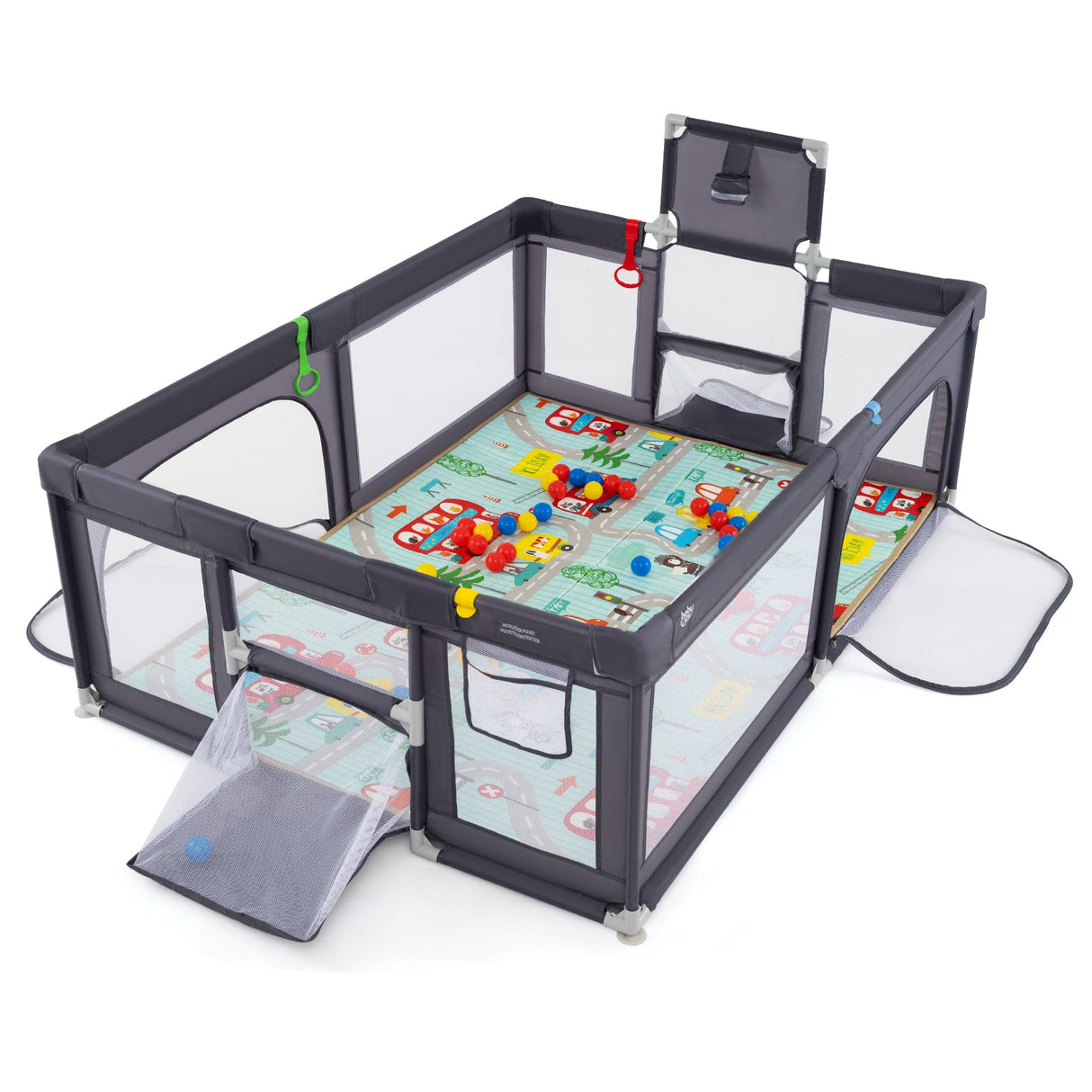 Parque grande para bebés con colchoneta y pelotas de mar