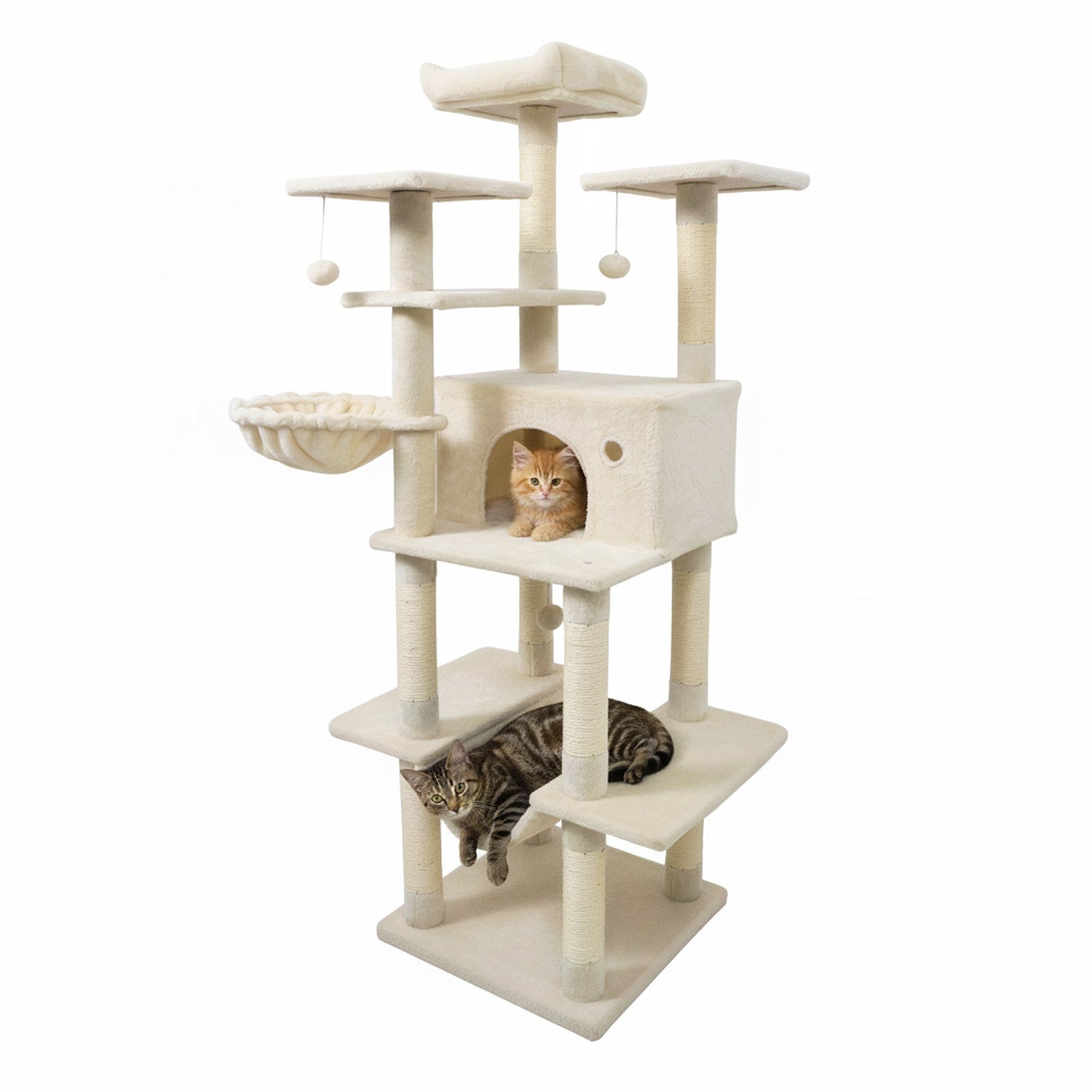 Árbol rascador grande para gatos de interior, torre para gatos de 160 cm de altura