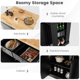 Isla de cocina con almacenamiento y estantes ajustables de 3 niveles