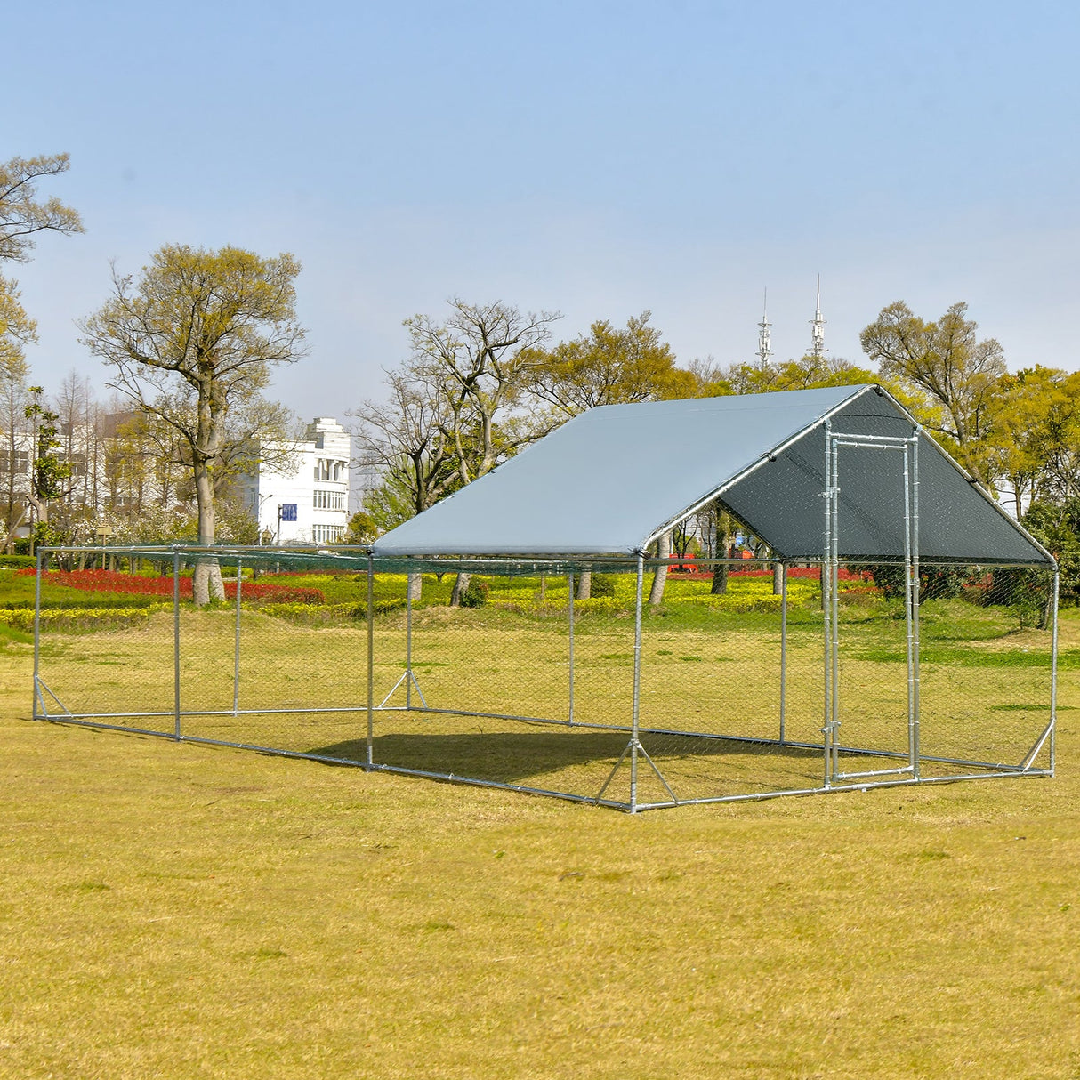 Gallinero Metálico Grande con Cubierta Impermeable y Resistente al Sol