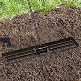 Rastrillo nivelador de césped de 46 x 10 pulgadas, herramienta niveladora de césped de alta resistencia para tierra