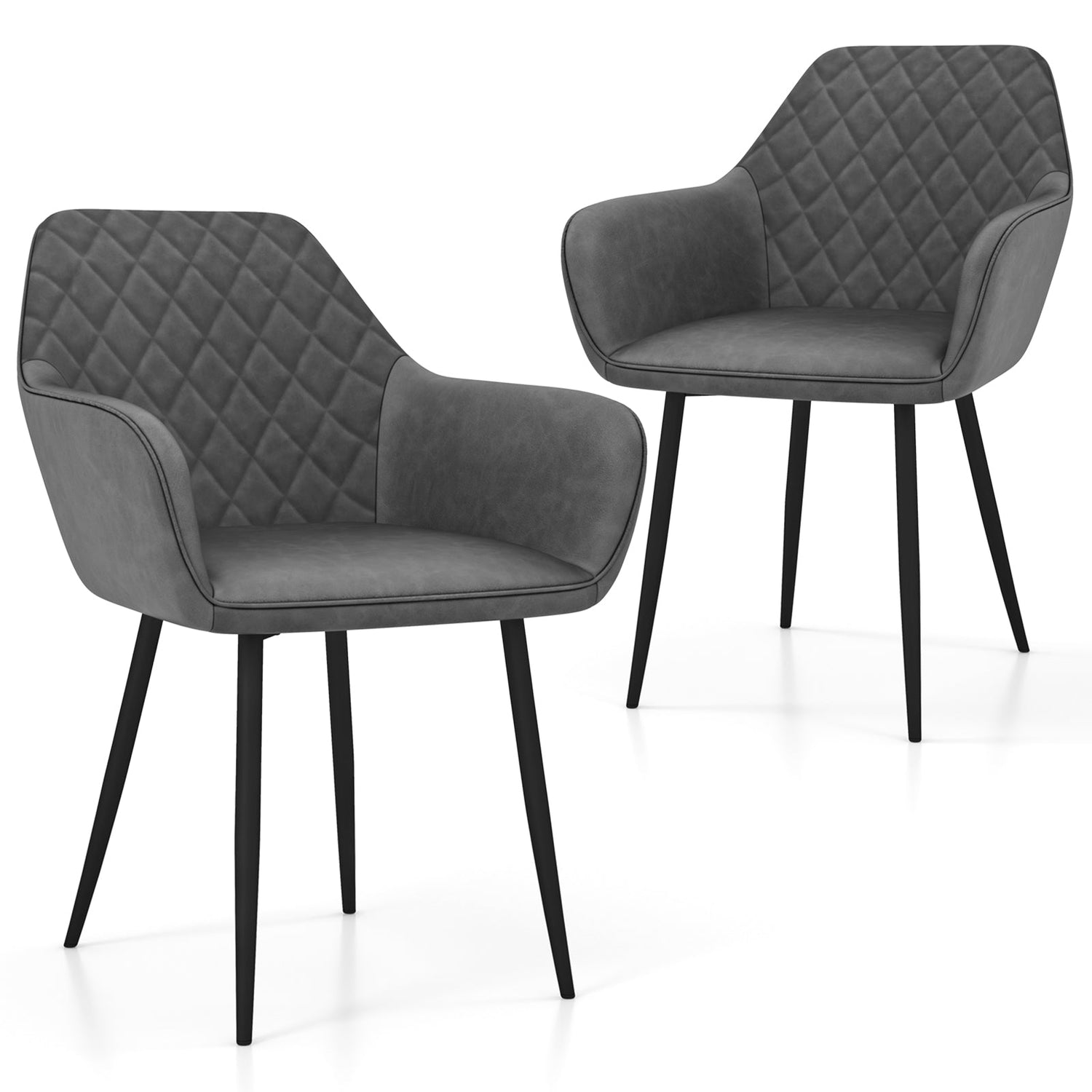 Juego de 2 sillas de comedor de ocio con respaldo curvo y asiento ancho