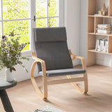 Stable Wooden Frame Leisure Rocking Chair with Removable Upholstered Cushion