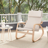 Stable Wooden Frame Leisure Rocking Chair with Removable Upholstered Cushion