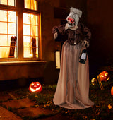 Life-Size Halloween Animatronic Moving and Talking Old Lady Hag Prop