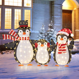 Adornos navideños de pingüinos luminosos con 194 luces LED y bridas