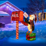 Buzón iluminado y pingüino decorativos navideños, figuras 3D preiluminadas para las fiestas de Navidad