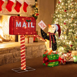 Buzón iluminado y pingüino decorativos navideños, figuras 3D preiluminadas para las fiestas de Navidad