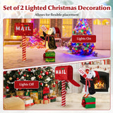Buzón iluminado y pingüino decorativos navideños, figuras 3D preiluminadas para las fiestas de Navidad