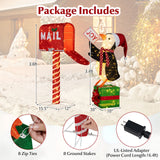 Buzón iluminado y pingüino decorativos navideños, figuras 3D preiluminadas para las fiestas de Navidad