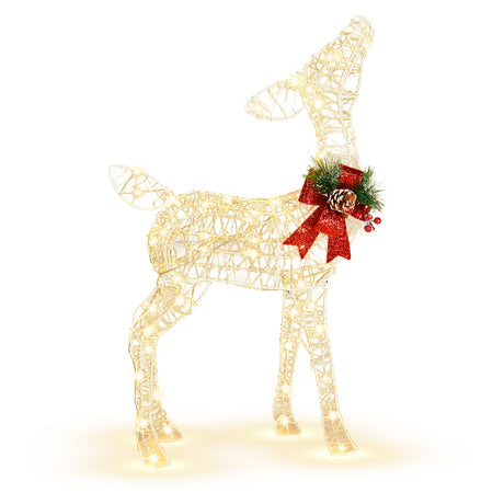 Decoración de reno navideño iluminado de 34.5 pulgadas con 50 luces LED blancas cálidas