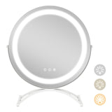 Espejo de vanidad LED redondo de 16 x 16 pulgadas con iluminación de 3 colores y atenuación de brillo