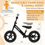 Bicicleta de equilibrio ligera sin pedales para niños pequeños