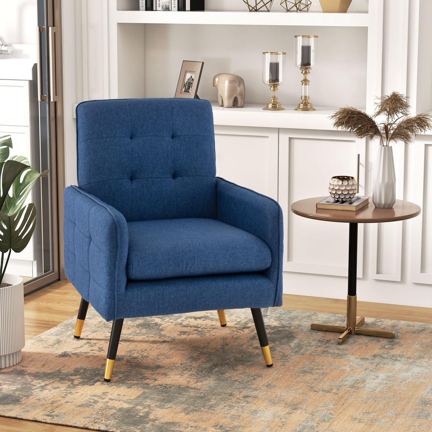 Sillón decorativo de lino con cojín de asiento extraíble
