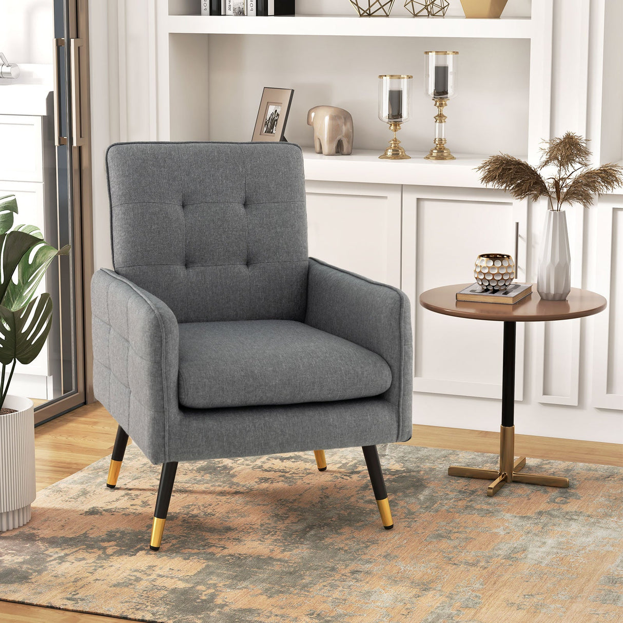 Sillón decorativo de lino con cojín de asiento extraíble