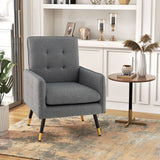 Sillón decorativo de lino con cojín de asiento extraíble
