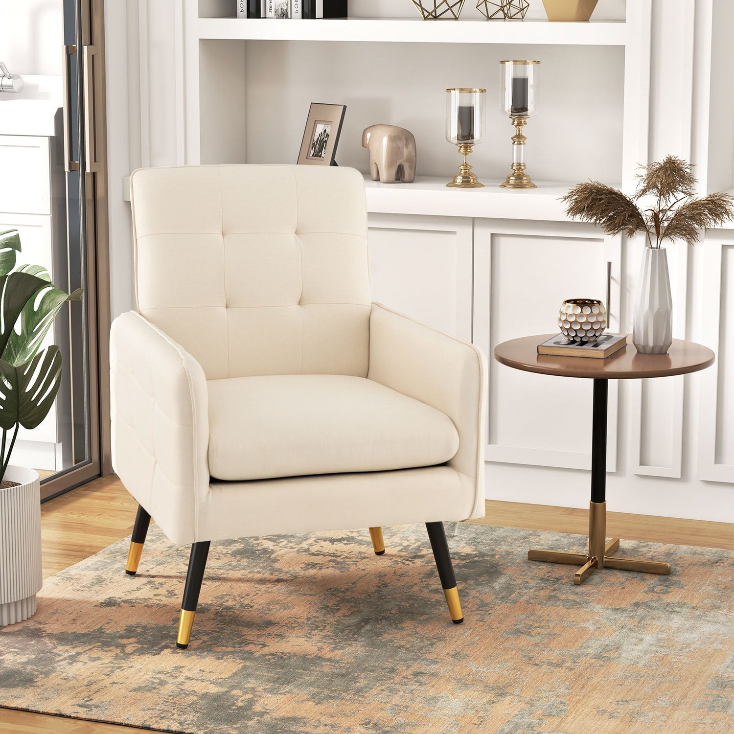 Sillón decorativo de lino con cojín de asiento extraíble