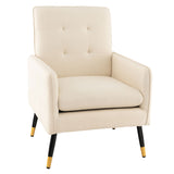 Sillón decorativo de lino con cojín de asiento extraíble