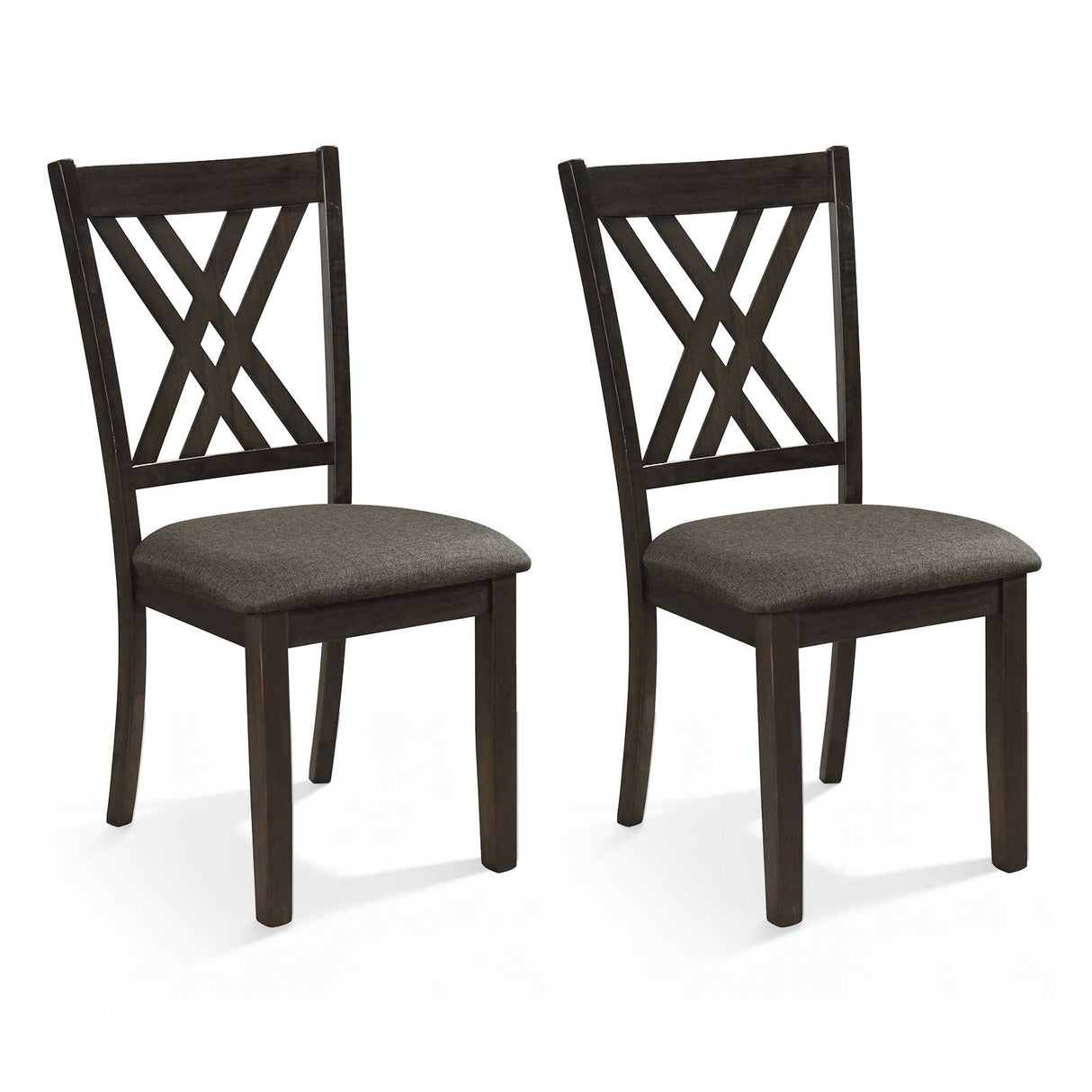 Juego de 2 sillas de comedor de madera tapizadas en tela de lino con estructura de madera de caucho para comedor