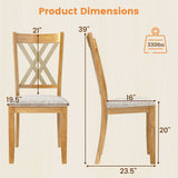 Linen Fabric Upholstered Wooden Dining Chair Set of 4 with Rubber Wood Frame for Dining Room