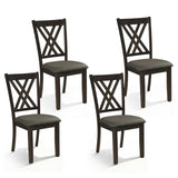 Linen Fabric Upholstered Wooden Dining Chair Set of 4 with Rubber Wood Frame for Dining Room