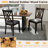 Linen Fabric Upholstered Wooden Dining Chair Set of 4 with Rubber Wood Frame for Dining Room