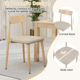 Juego de 4 sillas de comedor modernas tapizadas en tela de lino con asiento acolchado y respaldo curvo - Roble