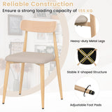 Juego de 4 sillas de comedor modernas tapizadas en tela de lino con asiento acolchado y respaldo curvo - Roble