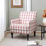 Sillón Moderno Tapizado Acolchado con Patas de Madera de Caucho