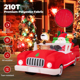 Inflable de Navidad de Papá Noel y Renos en Coche Rojo con Bolsa de Regalo y 9 Luces LED Blancas de 7.7 Pies de Largo