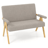 Loveseat Sofa with Armrests and Wooden Legs