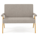 Loveseat Sofa with Armrests and Wooden Legs
