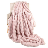 Luxury Fuzzy Plush Rabbit Fur Bubble Blanket for Armchair