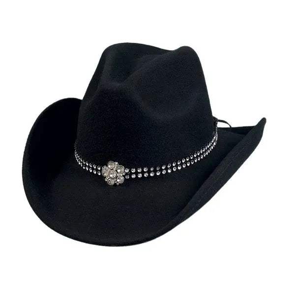 Bullhide Mine - Sombrero de vaquera de fieltro de lana moldeable para niños